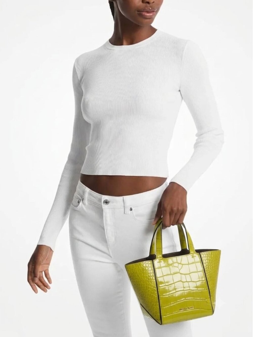 Michael Kors Jordi Small Leather Tote Bag in Apple Croc NWOT